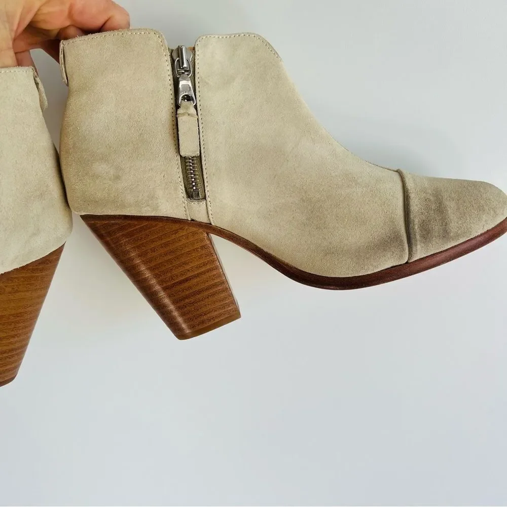 Rag & Bone Margot Leather Ankle Boots in Champagne Size 39.5
